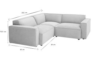 Canapé d'angle modulable 3 places en tissu effet velours texturé beige SPLIT