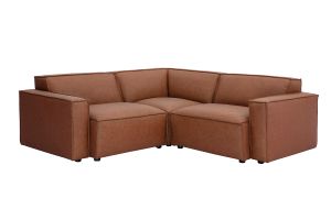 Canapé d'angle modulable vintage 3 places en cuir marron SPLIT