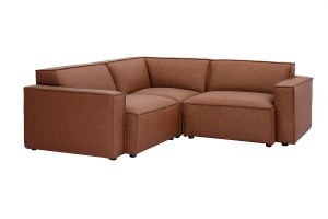 Canapé d'angle modulable vintage 3 places en cuir marron SPLIT