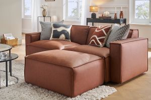 Pouf poggiapiedi in pelle marrone SPLIT