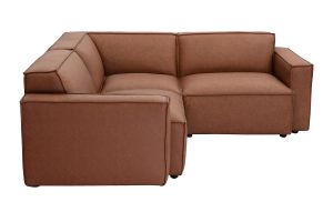 Canapé d'angle modulable vintage 3 places en cuir marron SPLIT