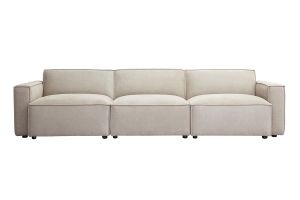 Canapé modulable 4 places en tissu effet velours texturé beige SPLIT