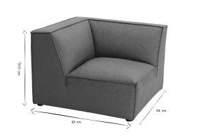 Module d'angle central pour canapé en cuir marron SPLIT