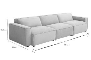 Canapé modulable 4 places en tissu effet velours texturé beige SPLIT
