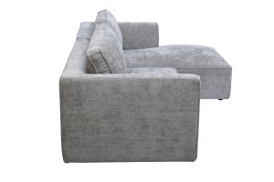Divano ad angolo destro design in tessuto effetto velluto testurizzato grigio 3 posti GRAMMY