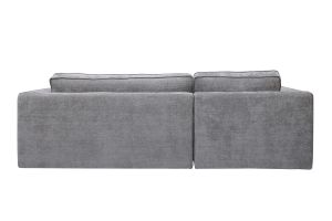Canapé d'angle gauche design en tissu effet velours texturé gris 3 places GRAMMY