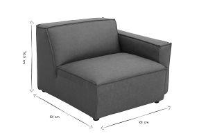 Module d'angle droit pour canapé en cuir marron SPLIT