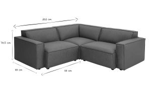 Canapé d'angle modulable vintage 3 places en cuir marron SPLIT