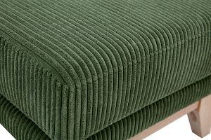 Pouf repose-pieds scandinave en tissu velours côtelé vert kaki et bois clair OSLO