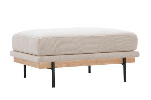 Pouf repose pieds en tissu chenille beige et métal noir TODD