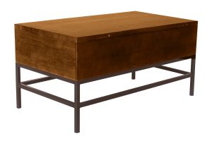 Table basse relevable industrielle bois manguier massif teinté et métal noir L90 cm YPSTER