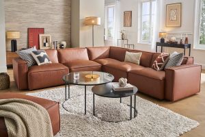 Module droit pour canapé en cuir marron SPLIT