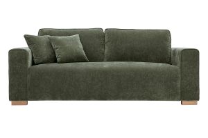Canapé design 3 places en tissu effet velours vert kaki PEPPER