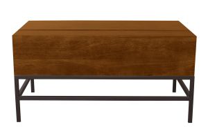 Table basse relevable industrielle bois manguier massif teinté et métal noir L90 cm YPSTER