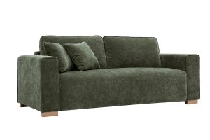 Canapé design 3 places en tissu effet velours vert kaki PEPPER