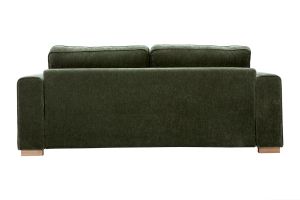 Canapé design 3 places en tissu effet velours vert kaki PEPPER