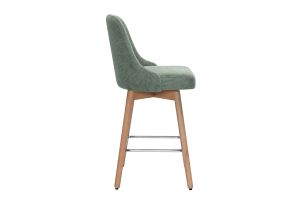 Tabourets de bar scandinaves pivotants 360° en tissu chenille vert kaki et bois hêtre massif H65 cm (lot de 2) HASTA