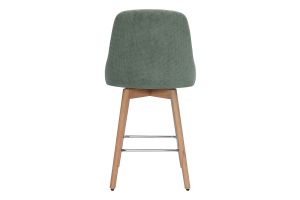 Tabourets de bar scandinaves pivotants 360° en tissu chenille vert kaki et bois hêtre massif H65 cm (lot de 2) HASTA