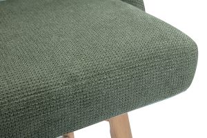 Tabourets de bar scandinaves pivotants 360° en tissu chenille vert kaki et bois hêtre massif H65 cm (lot de 2) HASTA
