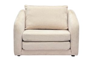 Fauteuil convertible en tissu effet velours texturé beige MAHAUT