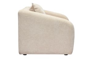 Fauteuil convertible en tissu effet velours texturé beige MAHAUT
