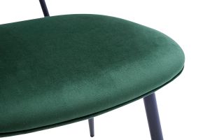 Chaises design en tissu velours vert foncé, métal noir et cannage rotin (lot de 2) SWANN