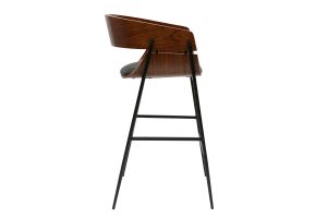 Tabourets de bar design bois foncé et métal noir (lot de 2) WESS