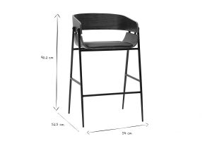 Tabourets de bar design bois foncé et métal noir (lot de 2) WESS