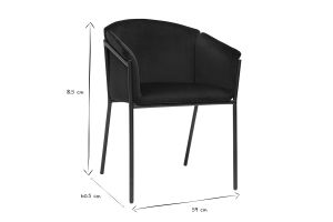 Chaise design noire en tissu velours et métal BRIANE