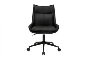 Chaise de bureau à roulettes noire et bois foncé BLAISE