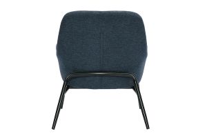 Fauteuil design en tissu effet velours texturé bleu foncé et métal noir MAXINE