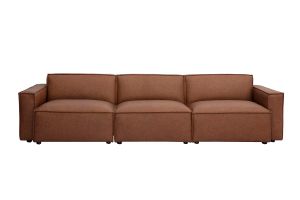 Canapé modulable vintage 4 places en cuir marron SPLIT
