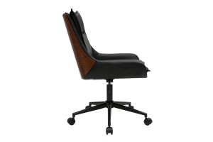 Chaise de bureau à roulettes noire et bois foncé BLAISE
