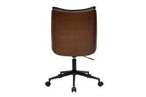 Chaise de bureau à roulettes noire et bois foncé BLAISE
