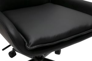 Chaise de bureau à roulettes noire et bois foncé BLAISE