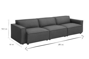 Canapé modulable vintage 4 places en cuir marron SPLIT