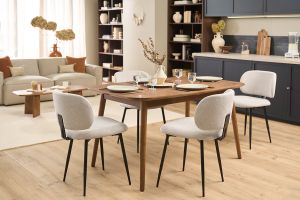 Table extensible rallonges intégrées rectangulaire en bois foncé noyer L140-170 cm ANK