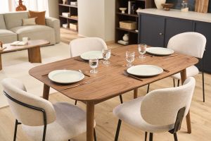 Table extensible rallonges intégrées rectangulaire en bois foncé noyer L140-170 cm ANK