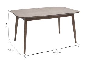 Table extensible rallonges intégrées rectangulaire en bois foncé noyer L140-170 cm ANK