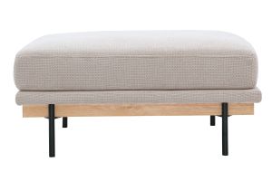 Pouf repose pieds en tissu chenille beige et métal noir TODD