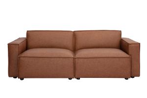 Canapé modulable vintage 3 places en cuir marron SPLIT