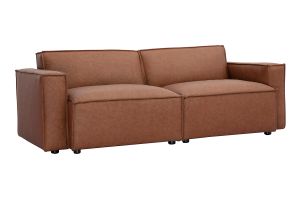 Canapé modulable vintage 3 places en cuir marron SPLIT