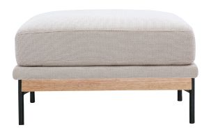 Pouf repose pieds en tissu chenille beige et métal noir TODD
