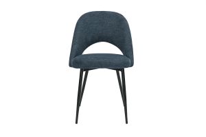 Chaises vintage en tissu effet velours texturé bleu foncé et métal noir (lot de 2) COSETTE