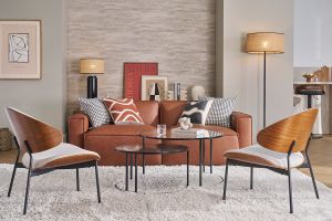 Canapé modulable vintage 3 places en cuir marron SPLIT