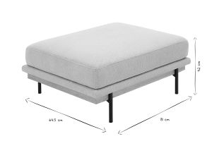 Pouf repose pieds en tissu chenille beige et métal noir TODD