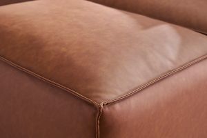 Pouf repose pieds en cuir marron SPLIT