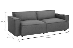 Canapé modulable vintage 3 places en cuir marron SPLIT
