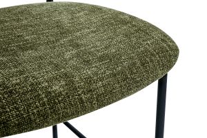 Tabourets design en tissu effet velours texturé vert kaki, métal noir et cannage rotin (lot de 2) MIRANDA