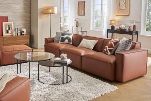 Module droit pour canapé en cuir marron SPLIT
